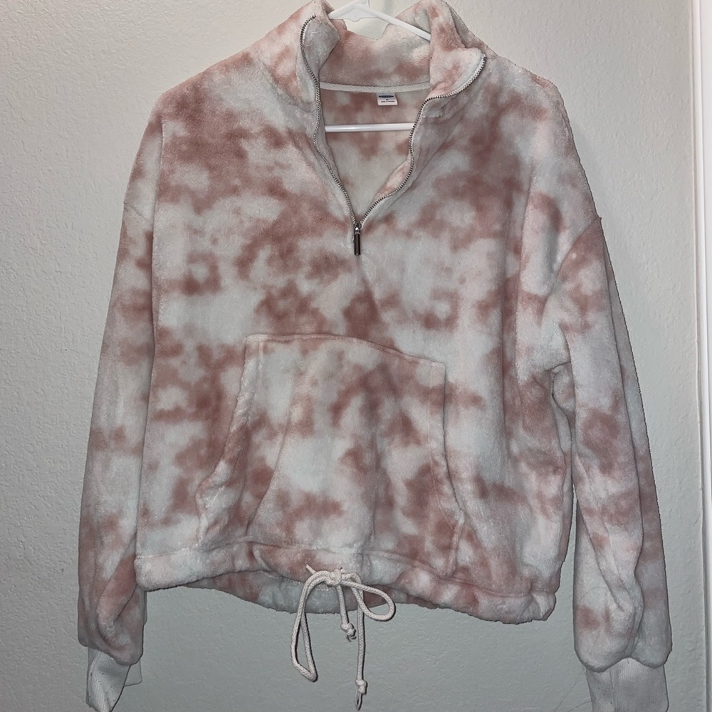 Old Navy Pink Tie-Dye Half Zip Sweater